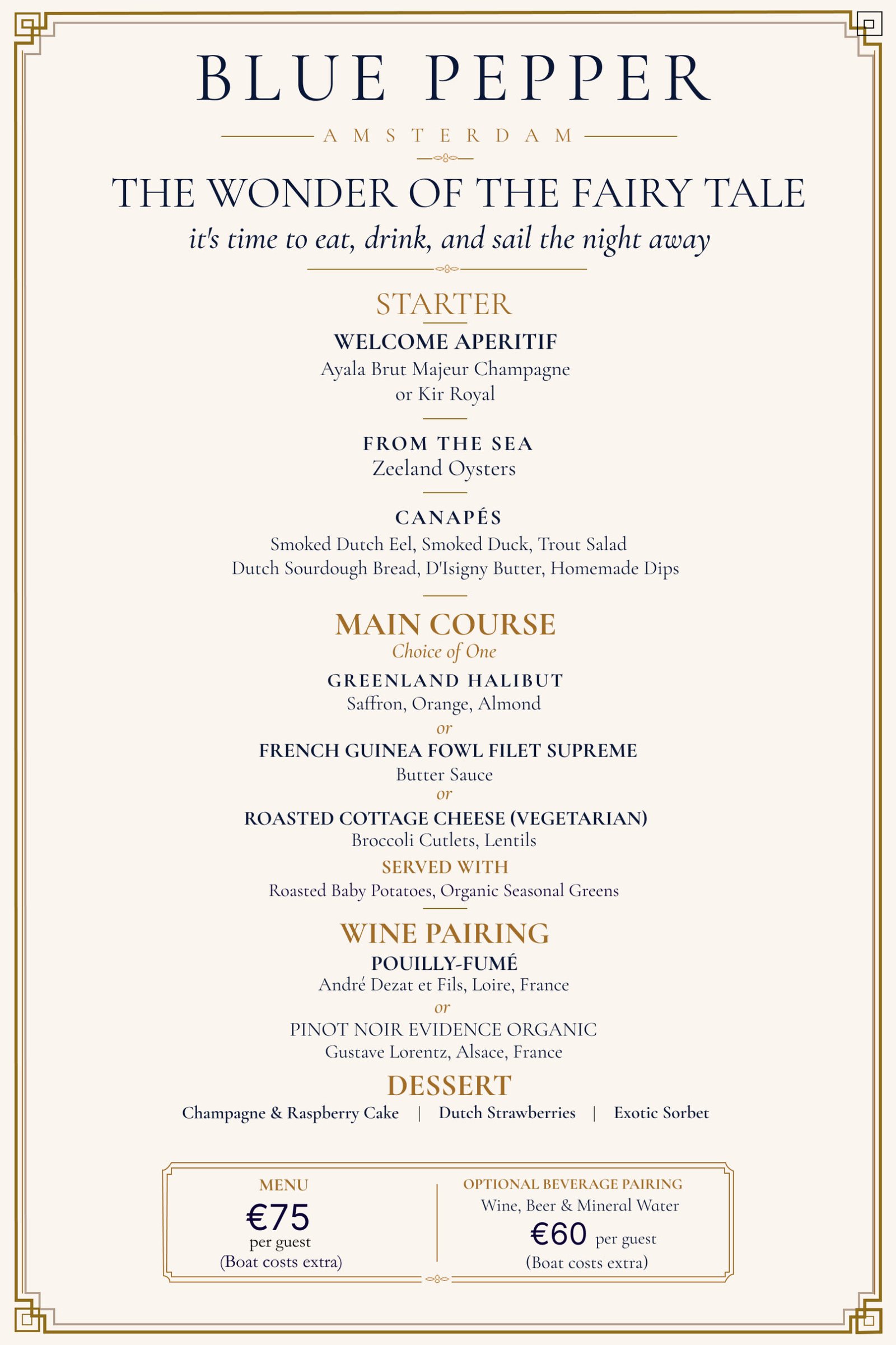 Dinner Cruise Menu